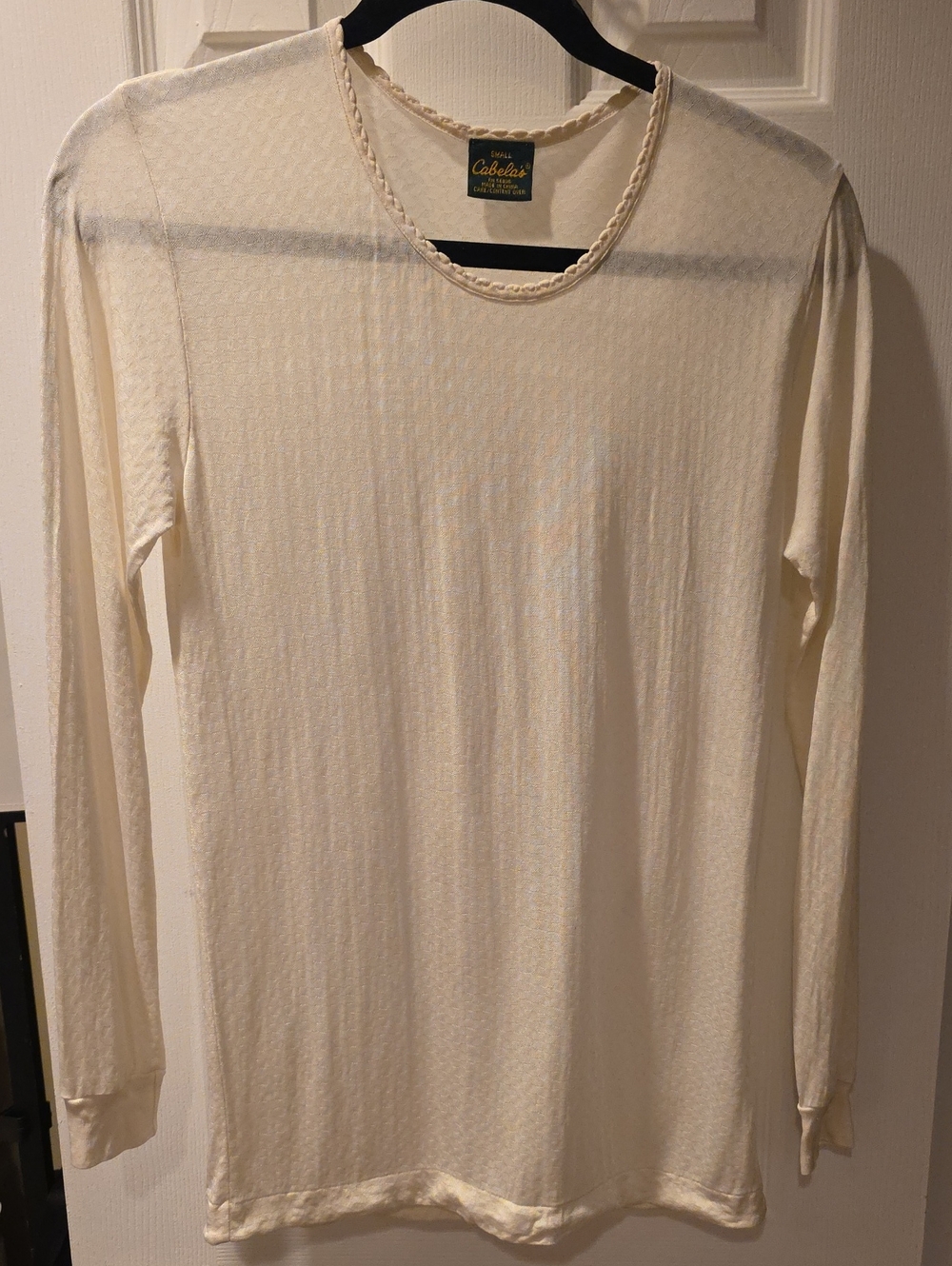Cabelas Womens 100% Silk Thermal Long Underwear Base Layer Cream Top S